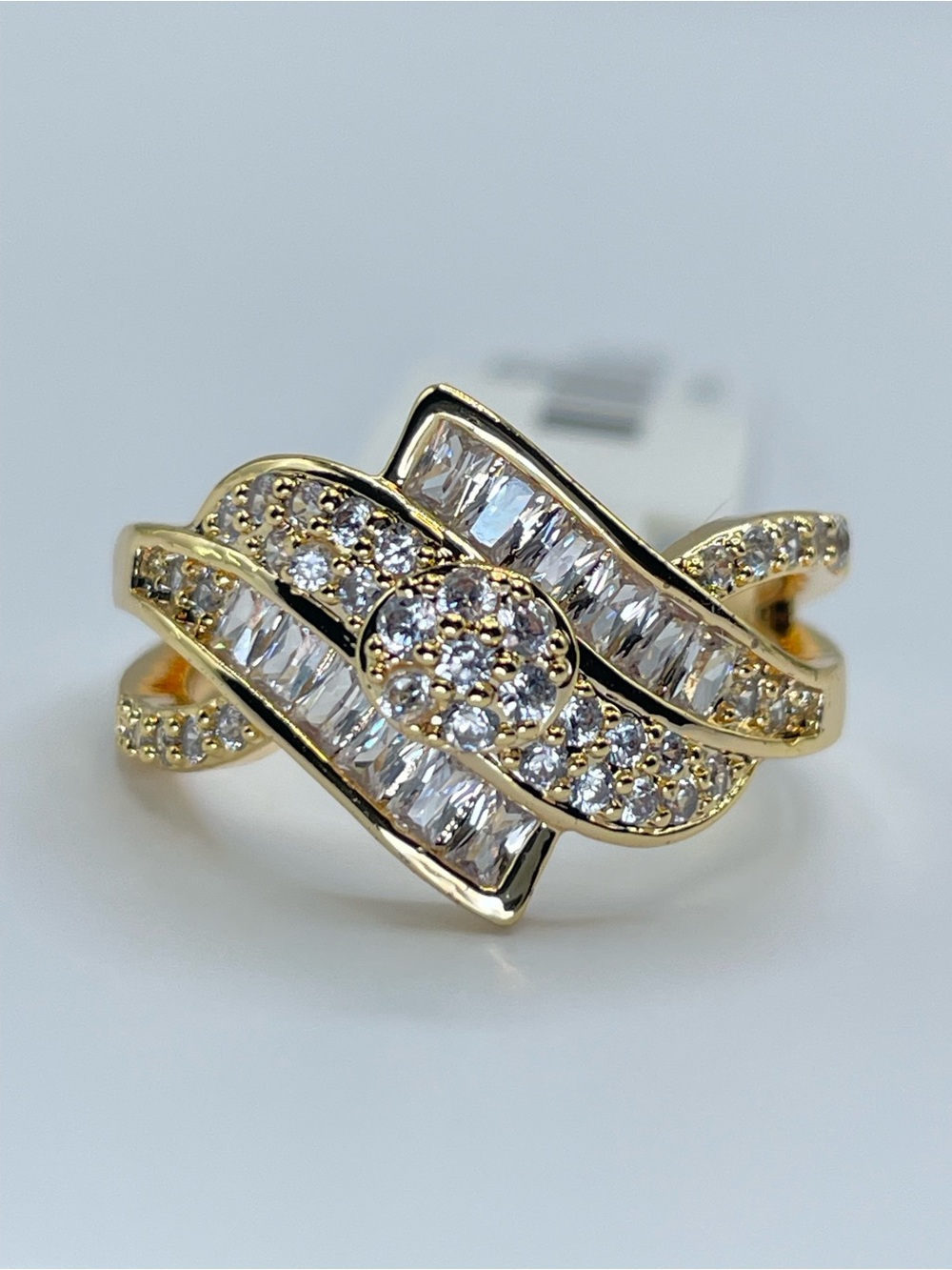 Swarovski Crystal Elements White Swarovski Elements Art Deco Cluster Ring Sz 6